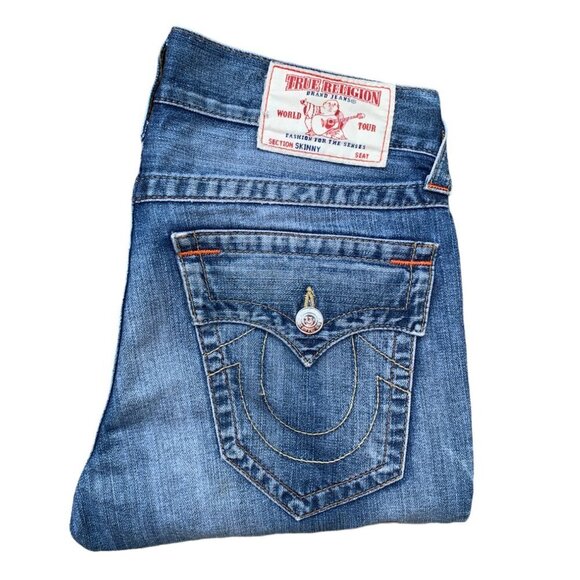 True Religion Jeans Size 30 SKINNY FLAP T Blue - Picture 1 of 9
